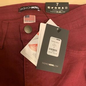 Brand New Fashion Nova Canopy Jeans Burgundy